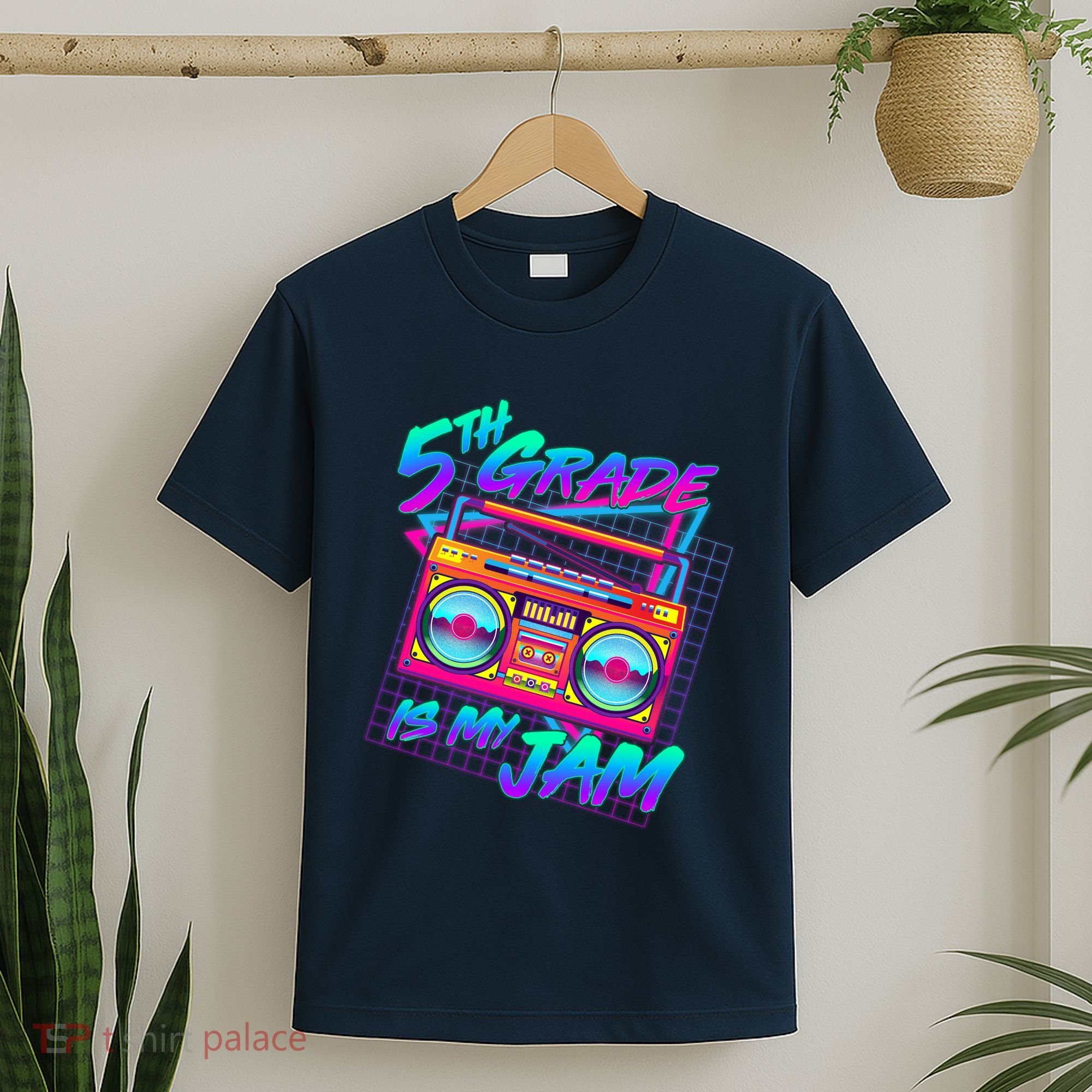 Retro 80's Fifth Grade Is My Jam Neon Boombox T-Shirt