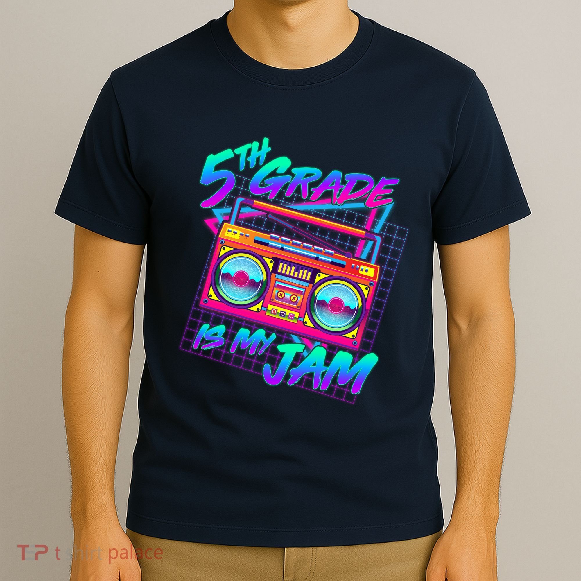 Retro 80's Fifth Grade Is My Jam Neon Boombox T-Shirt