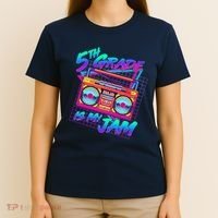 Retro 80's Fifth Grade Is My Jam Neon Boombox T-Shirt thumb 4