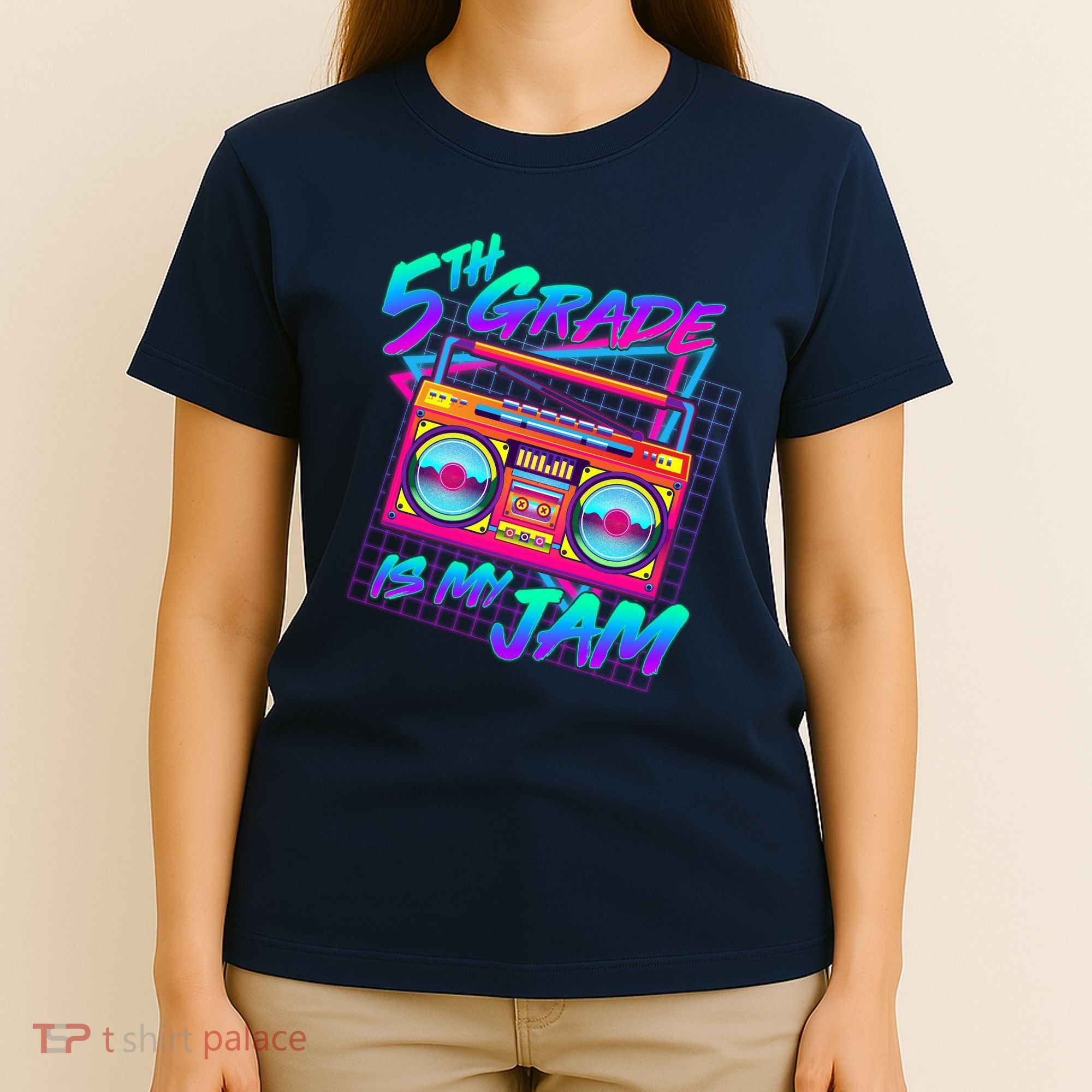 Retro 80's Fifth Grade Is My Jam Neon Boombox T-Shirt