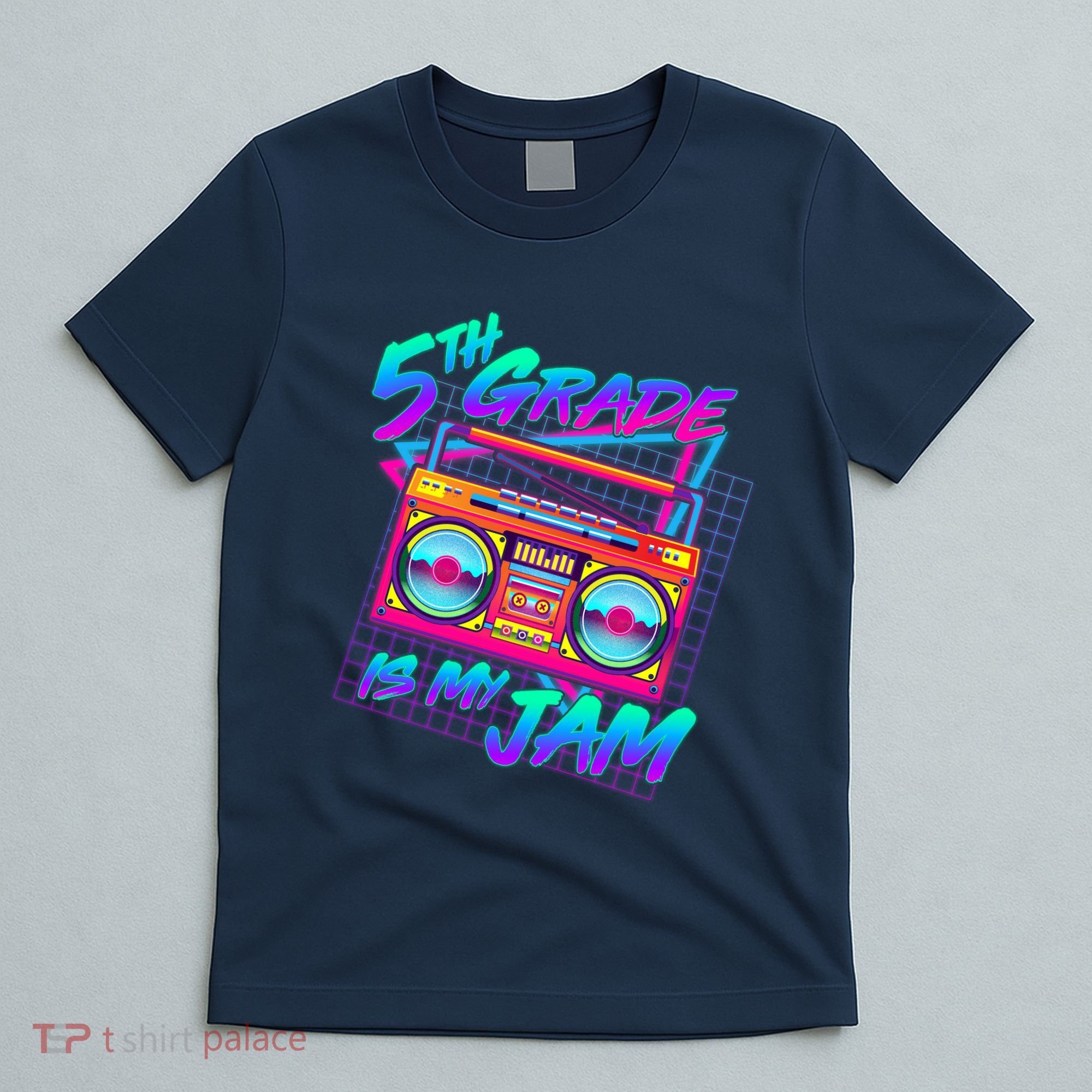 Retro 80's Fifth Grade Is My Jam Neon Boombox T-Shirt