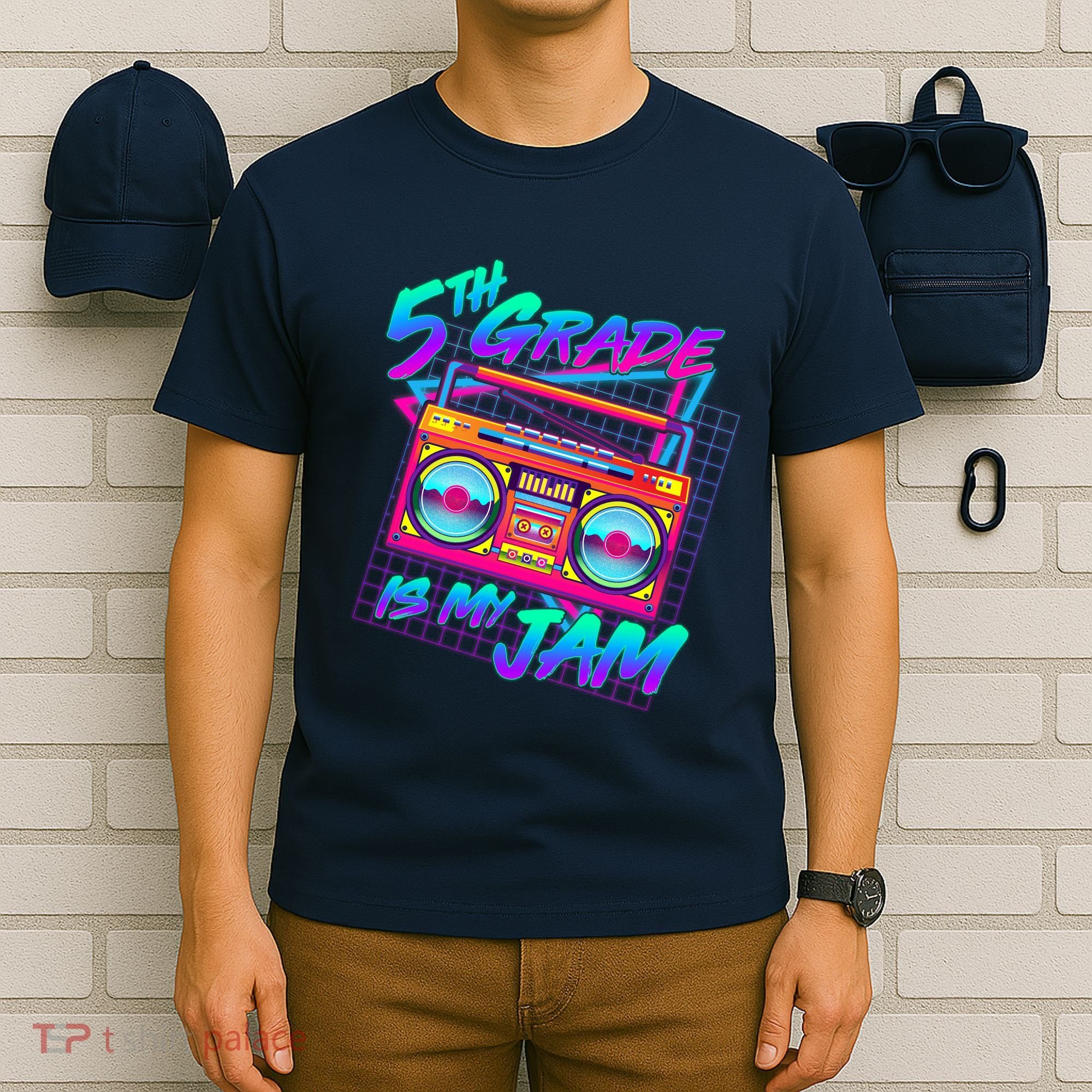 Retro 80's Fifth Grade Is My Jam Neon Boombox T-Shirt