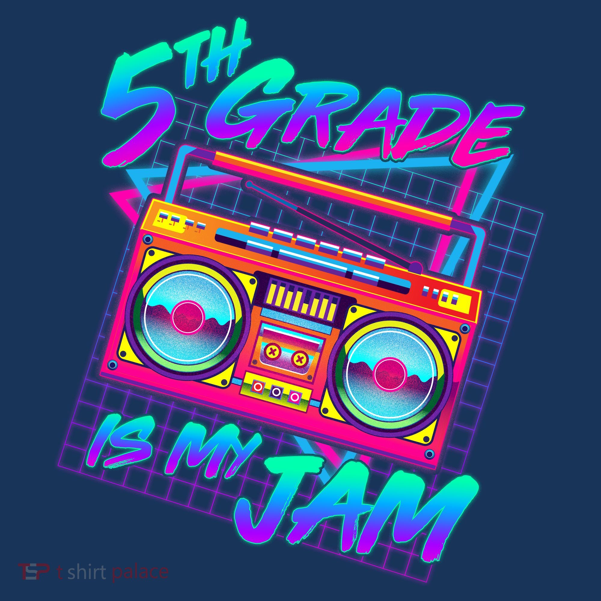 Retro 80's Fifth Grade Is My Jam Neon Boombox Women's Hoodie