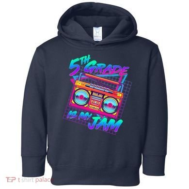 Retro 80's Fifth Grade Is My Jam Neon Boombox Toddler Hoodie