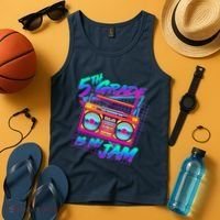 Retro 80's Fifth Grade Is My Jam Neon Boombox Tank Top thumb 4