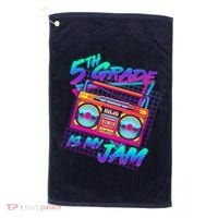 Retro 80's Fifth Grade Is My Jam Neon Boombox Golf Towel thumb 0