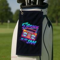 Retro 80's Fifth Grade Is My Jam Neon Boombox Golf Towel thumb 2