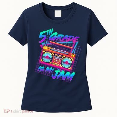 Retro 80's Fifth Grade Is My Jam Neon Boombox Women's T-Shirt