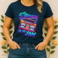 Retro 80's Fifth Grade Is My Jam Neon Boombox Women's T-Shirt thumb 2