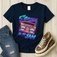 Retro 80's Fifth Grade Is My Jam Neon Boombox Women's T-Shirt thumb 3