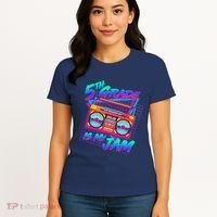 Retro 80's Fifth Grade Is My Jam Neon Boombox Women's T-Shirt thumb 4