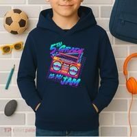Retro 80's Fifth Grade Is My Jam Neon Boombox Kids Hoodie thumb 2