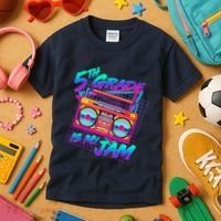 Retro 80's Fifth Grade Is My Jam Neon Boombox Kids T-Shirt thumb 3