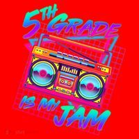 Retro 80's Fifth Grade Is My Jam Neon Boombox Santa Hat thumb 1