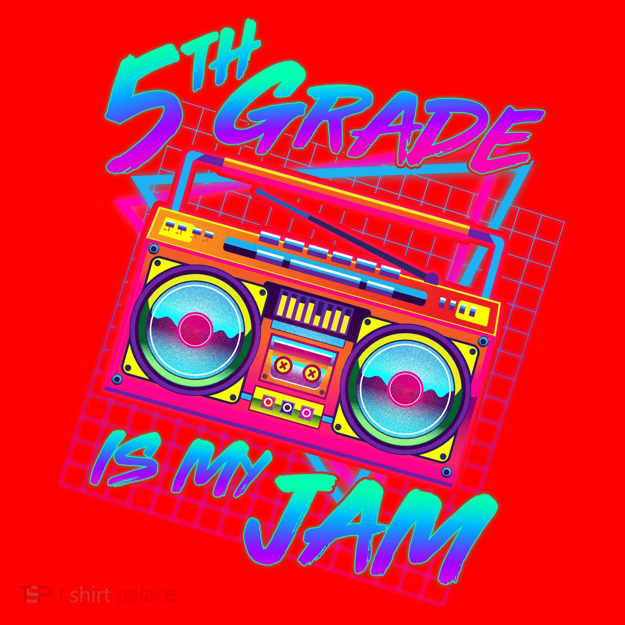 Retro 80's Fifth Grade Is My Jam Neon Boombox Santa Hat