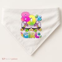 Retro 80's Girl Cute Roller Skates USA-Made Doggie Bandana thumb 0