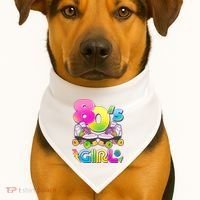 Retro 80's Girl Cute Roller Skates USA-Made Doggie Bandana thumb 1