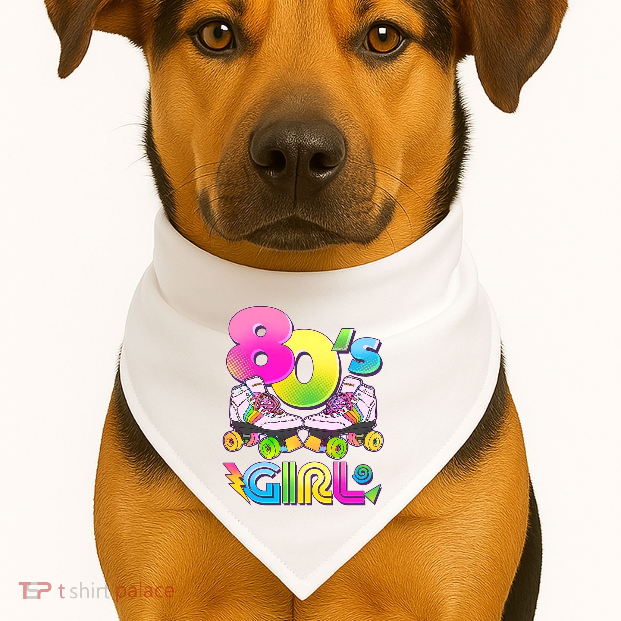 Retro 80's Girl Cute Roller Skates USA-Made Doggie Bandana