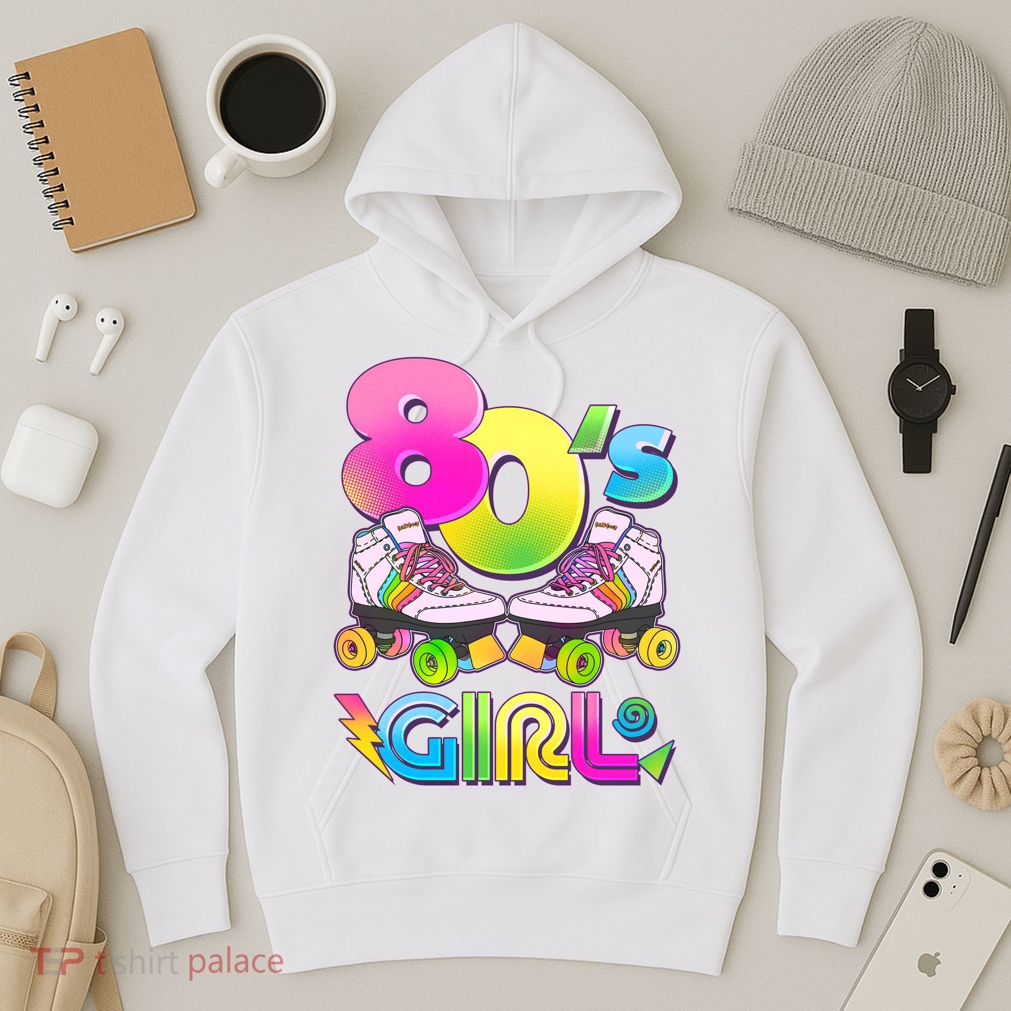 Retro 80's Girl Cute Roller Skates Hoodie