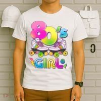 Retro 80's Girl Cute Roller Skates T-Shirt thumb 6