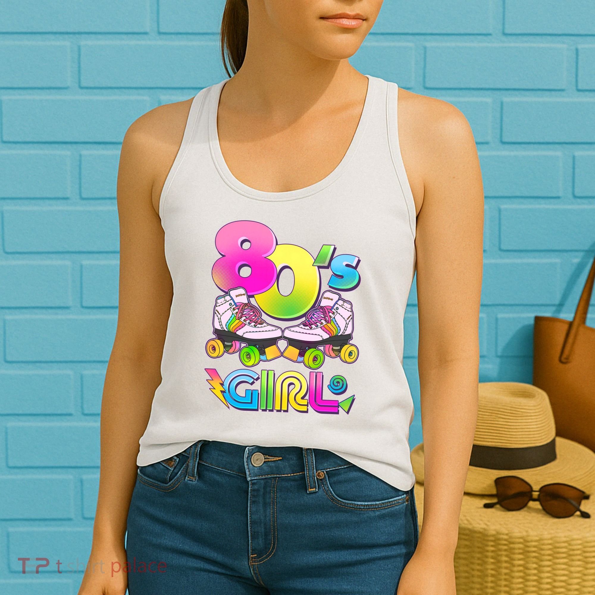 Retro 80's Girl Cute Roller Skates Women's Tank Top
