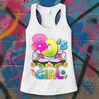 Retro 80's Girl Cute Roller Skates Women's Tank Top thumb 3
