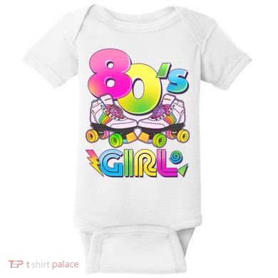 Retro 80's Girl Cute Roller Skates Baby Bodysuit