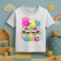 Retro 80's Girl Cute Roller Skates Toddler T-Shirt thumb 3