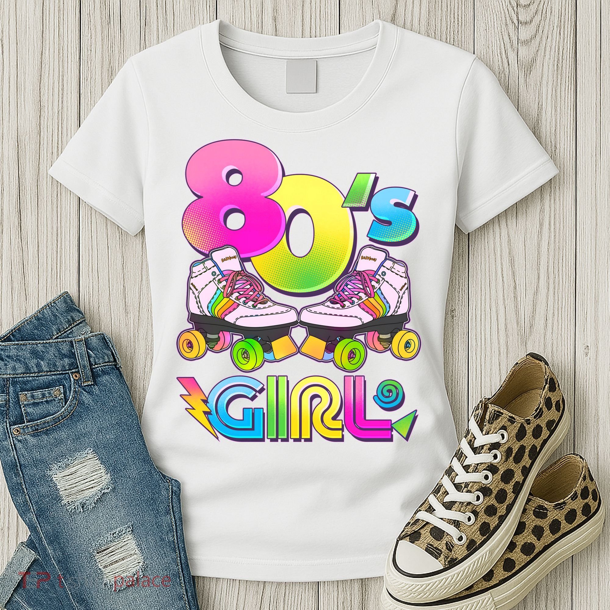 Retro 80's Girl Cute Roller Skates Women's T-Shirt