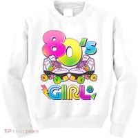 Retro 80's Girl Cute Roller Skates Kids Sweatshirt thumb 0