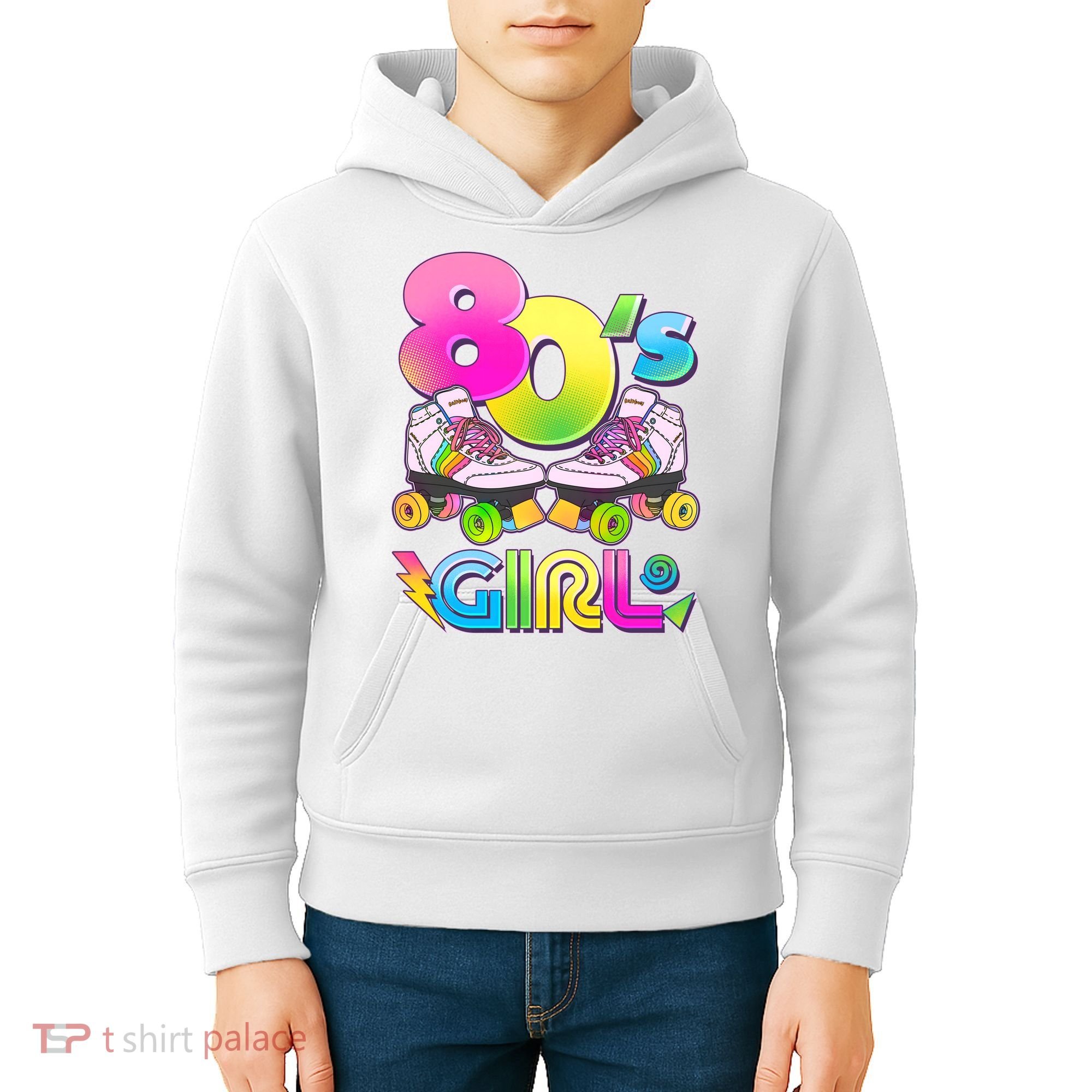 Retro 80's Girl Cute Roller Skates Kids Hoodie