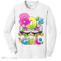 Retro 80's Girl Cute Roller Skates Kids Long Sleeve Shirt thumb 0