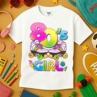 Retro 80's Girl Cute Roller Skates Kids T-Shirt thumb 3