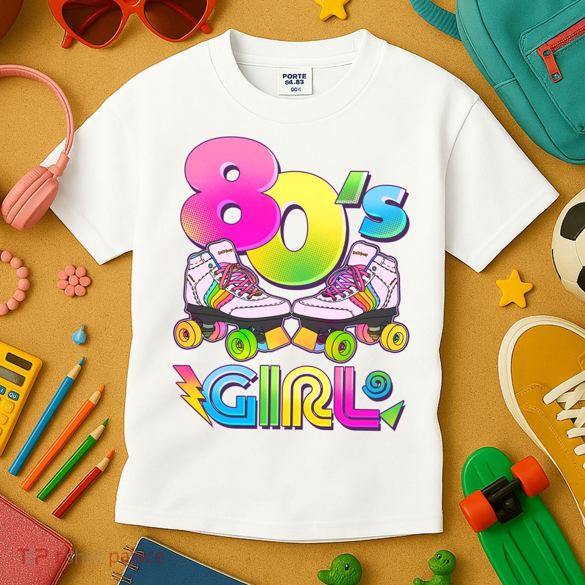 Retro 80's Girl Cute Roller Skates Kids T-Shirt