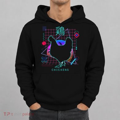 Retro 80s Japanese Chicken Aesthetic Funny Vaporwave Chicken  Hoodie