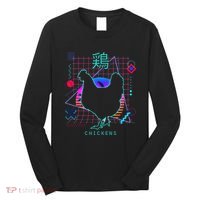 Retro 80s Japanese Chicken Aesthetic Funny Vaporwave Chicken  Long Sleeve Shirt thumb 0