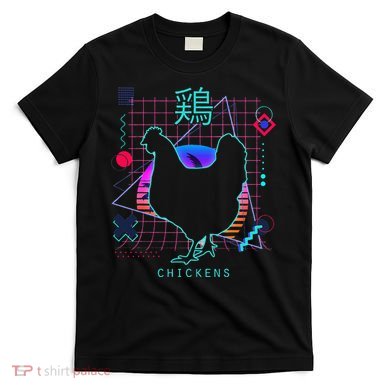 Retro 80s Japanese Chicken Aesthetic Funny Vaporwave Chicken  T-Shirt