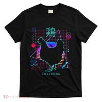 Retro 80s Japanese Chicken Aesthetic Funny Vaporwave Chicken  T-Shirt thumb 0