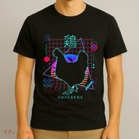 Retro 80s Japanese Chicken Aesthetic Funny Vaporwave Chicken  T-Shirt thumb 3