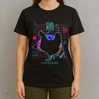 Retro 80s Japanese Chicken Aesthetic Funny Vaporwave Chicken  T-Shirt thumb 4
