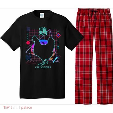 Retro 80s Japanese Chicken Aesthetic Funny Vaporwave Chicken  Pajama Set
