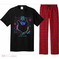 Retro 80s Japanese Chicken Aesthetic Funny Vaporwave Chicken  Pajama Set thumb 0