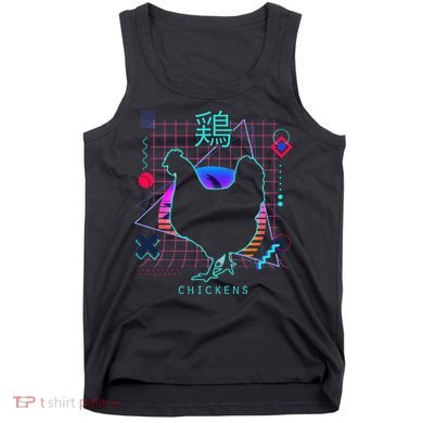 Retro 80s Japanese Chicken Aesthetic Funny Vaporwave Chicken  Tank Top