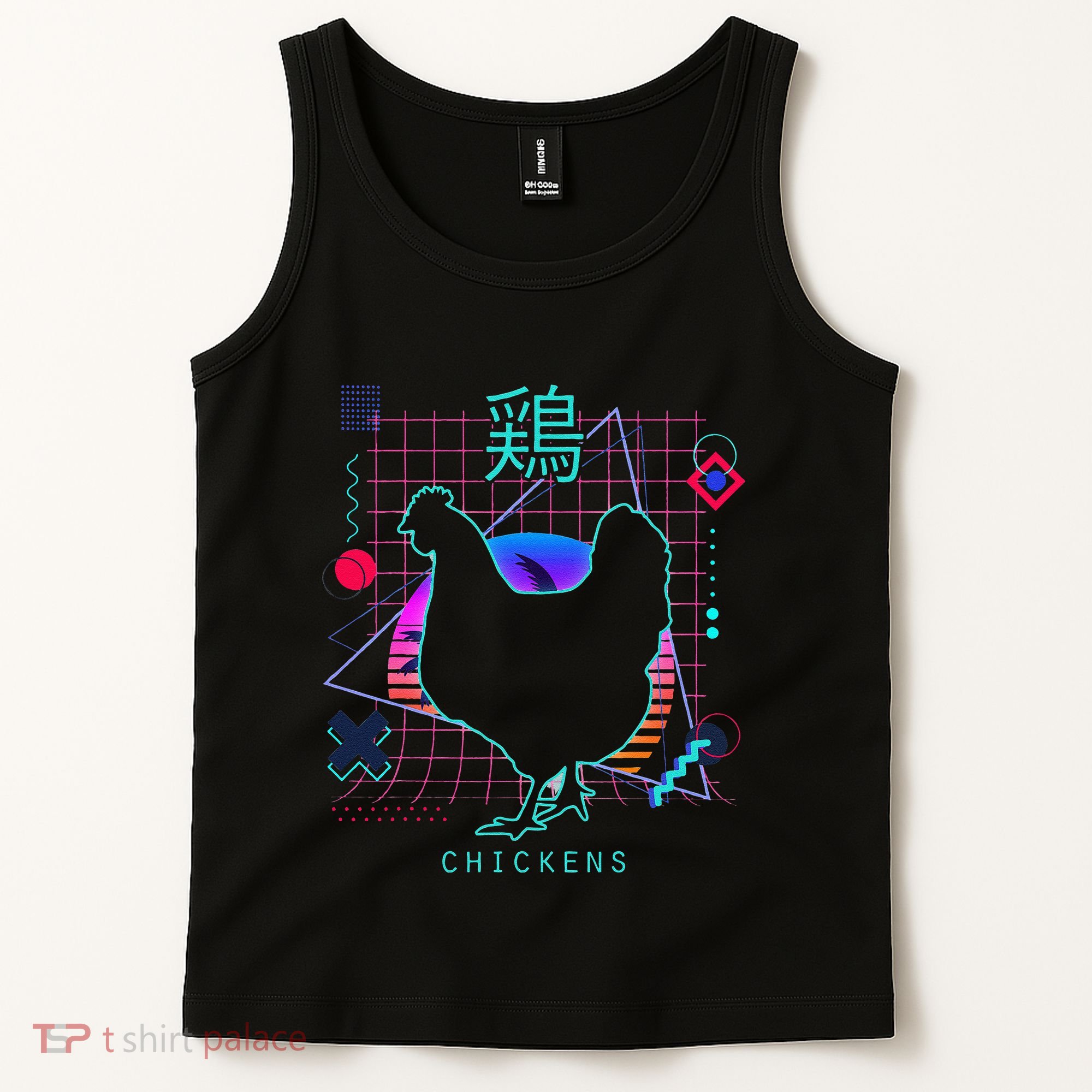 Retro 80s Japanese Chicken Aesthetic Funny Vaporwave Chicken  Tank Top