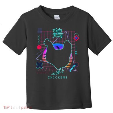 Retro 80s Japanese Chicken Aesthetic Funny Vaporwave Chicken  Toddler T-Shirt