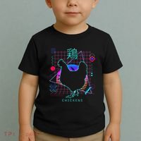 Retro 80s Japanese Chicken Aesthetic Funny Vaporwave Chicken  Toddler T-Shirt thumb 2