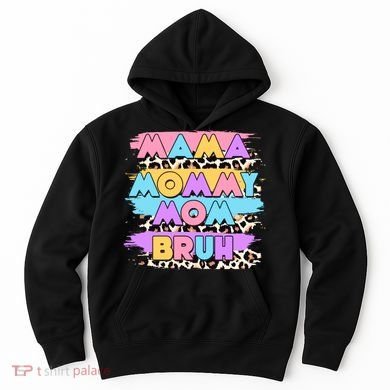 Retro 80's Leopard Print Mama Mommy Mom Bruh Hoodie