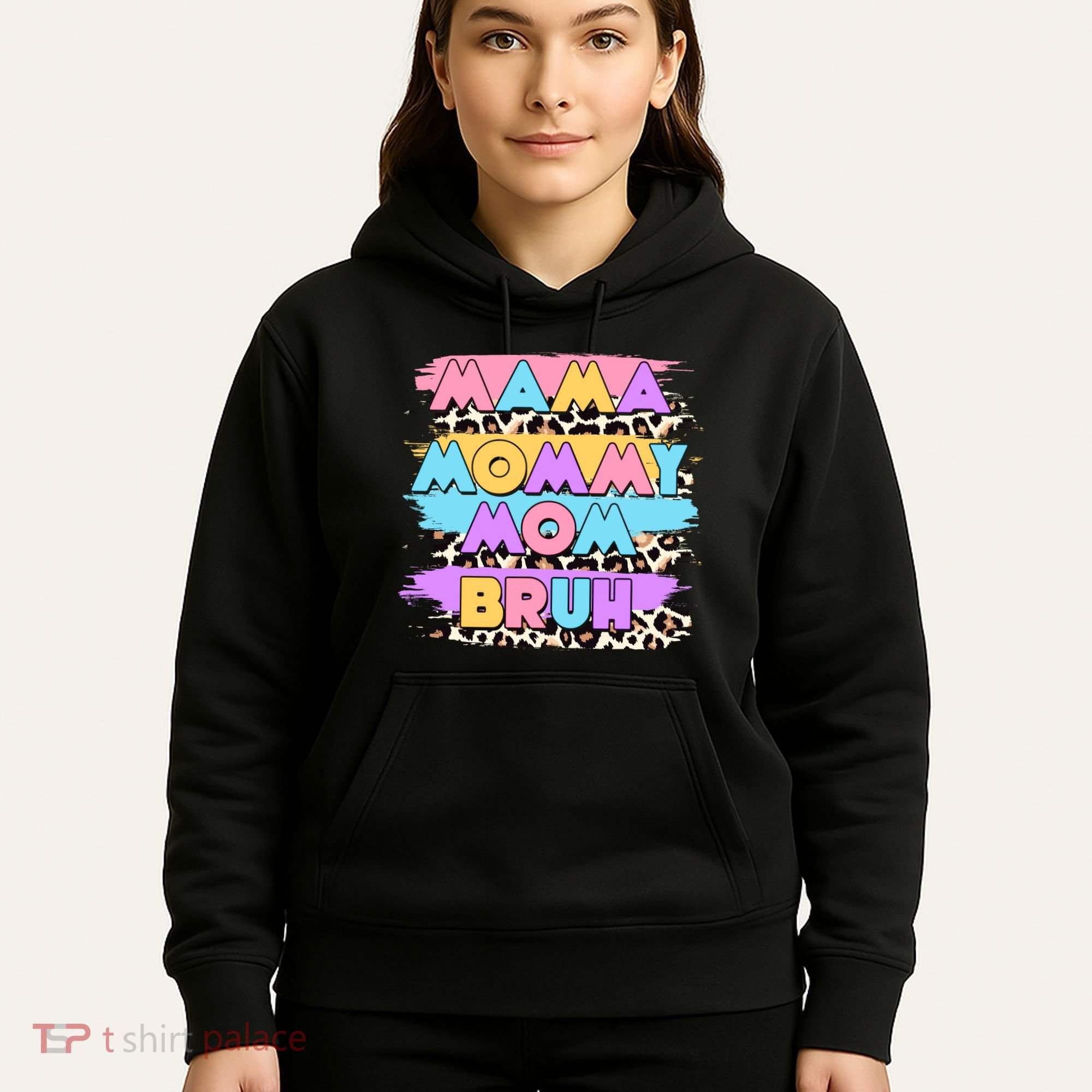 Retro 80's Leopard Print Mama Mommy Mom Bruh Hoodie