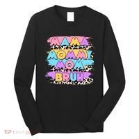 Retro 80's Leopard Print Mama Mommy Mom Bruh Long Sleeve Shirt thumb 0
