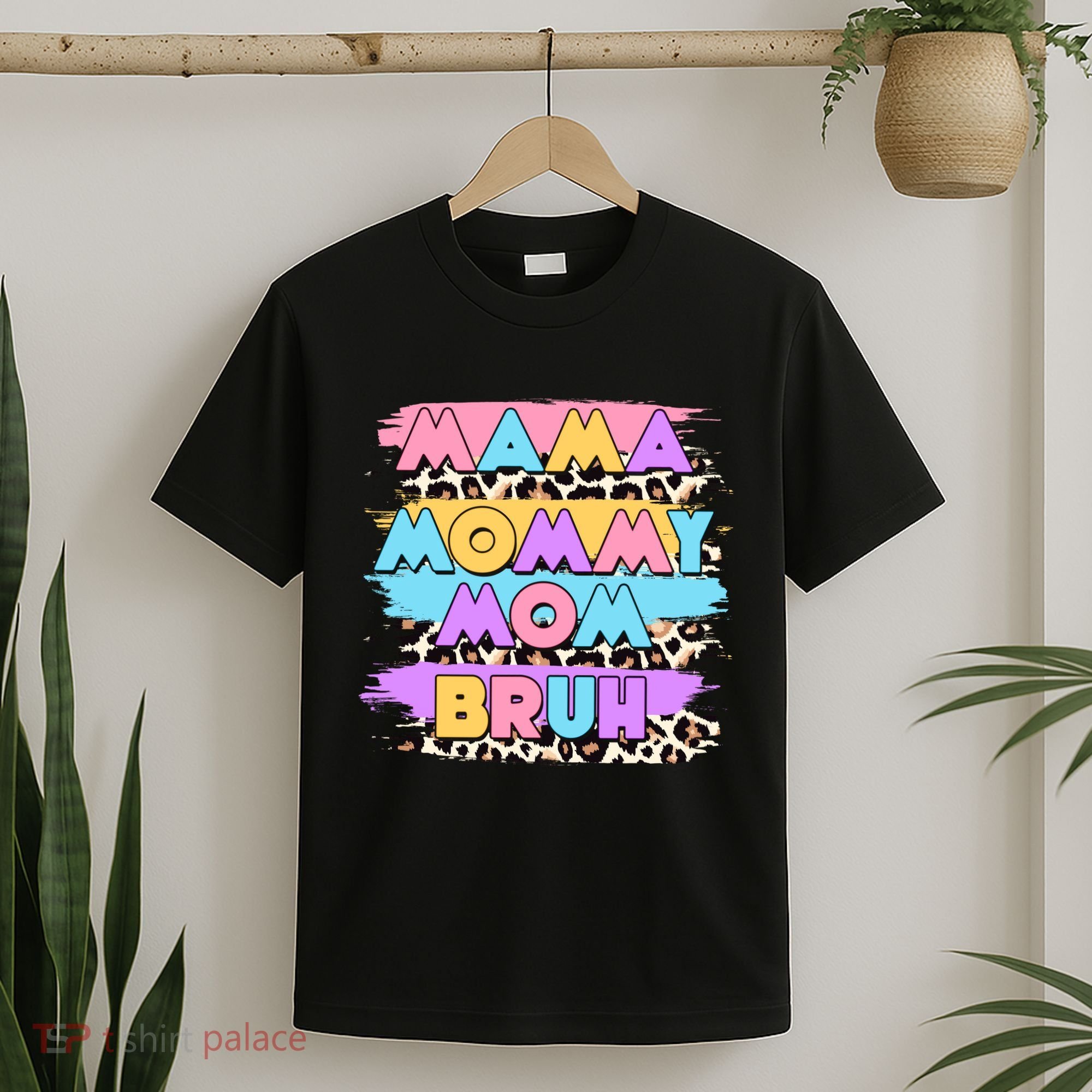 Retro 80's Leopard Print Mama Mommy Mom Bruh T-Shirt